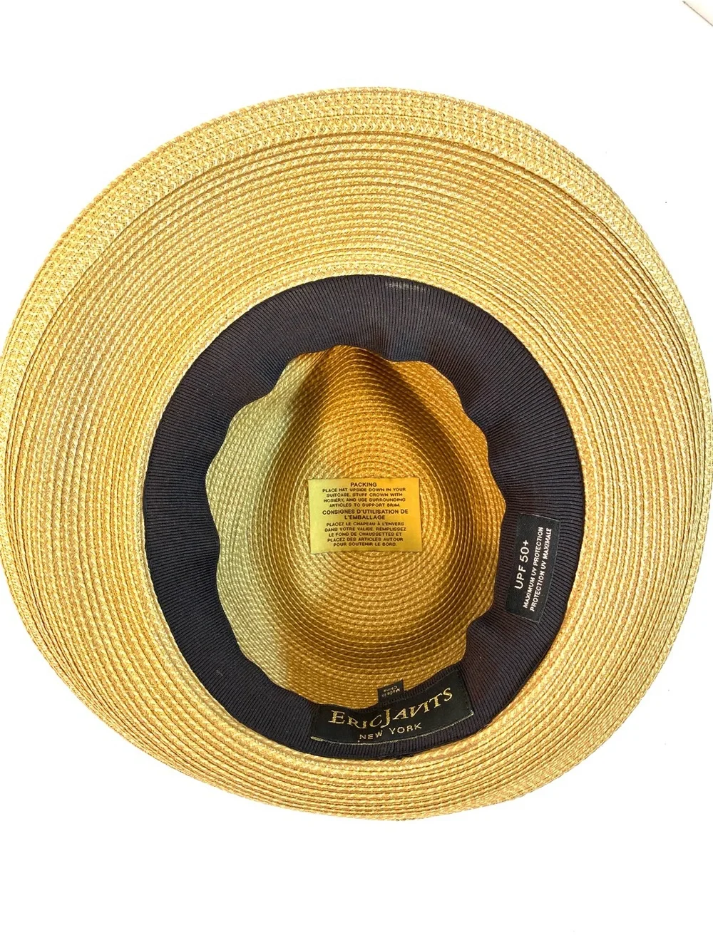 ERIC JAVITS Squishee Packable Fedora Hat Natural with Black Band - Picture 7 of 10